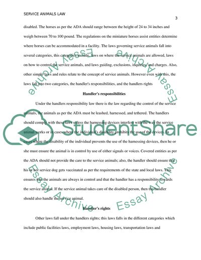 Service Animal Law and Handlers Responsibilities