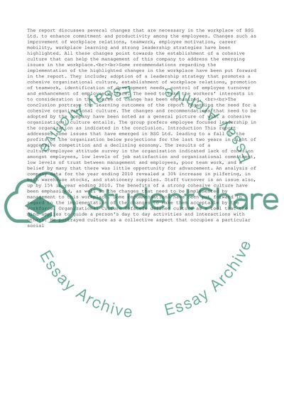 The significance of a cohesive culture to organisational performance