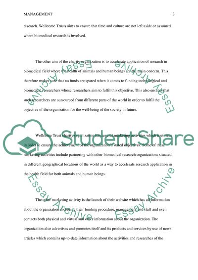 Marketing Management: Wellcome Trust