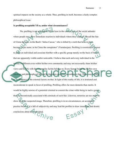 Profiling as Complex Philosophical Issue