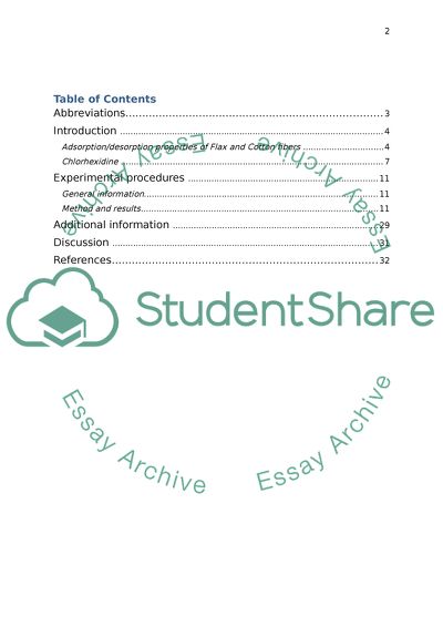 Adsorption/desorption of Chlorohexidine (CHX) on Flax and Cotton fibers