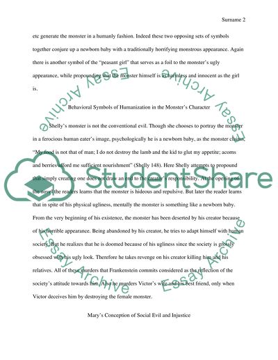 Marys Concept of Social Evil and Humanization of the Monster