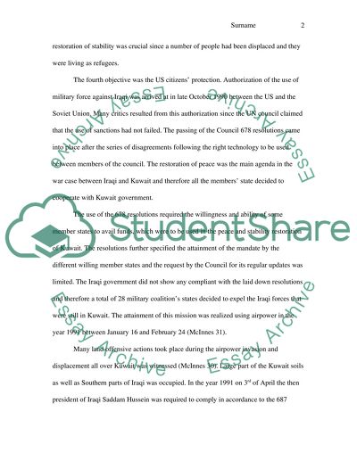 International Law: Iraqi Invasion of Kuwait 1990-1991