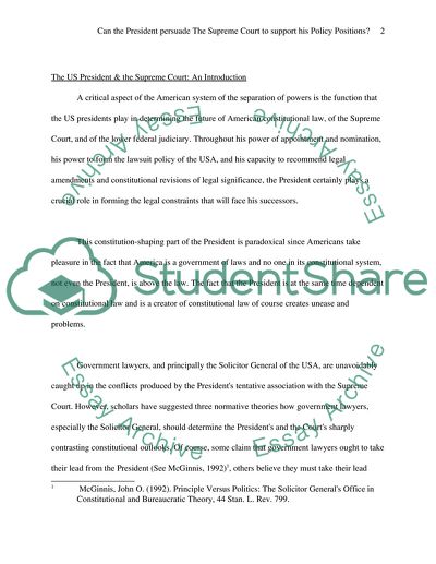 Can the President Persuade The Supreme Court to Support His Policy Positions