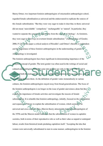 Gender and Sexuality: Rosaldos and Ortners Theories