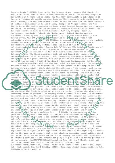 T-Moblie - Nature of Business