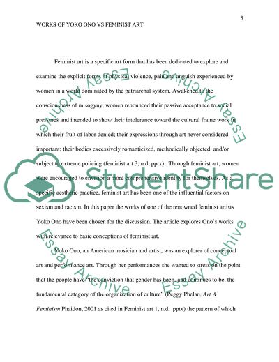 Works of Yoko Ono vs Feminist Art