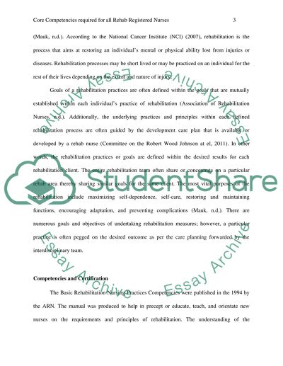 Core Competencies Required for All Rehab Registered Nurses