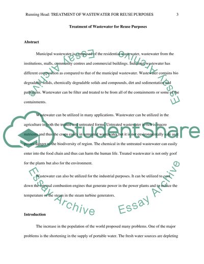 Treatment of Wastewater for Reuse Purposes