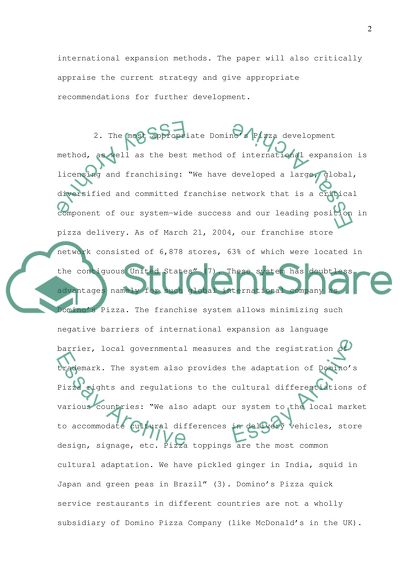 International Business (Dominos Pizza)