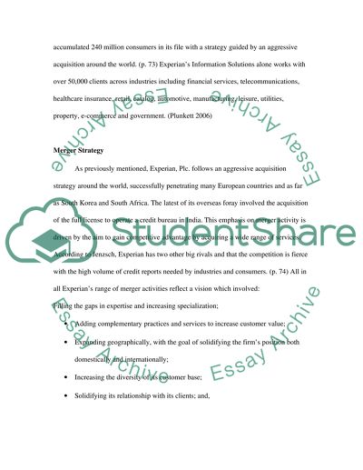 Merger Activities Analysis for Experian