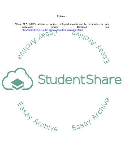 The Problems of Modern Agriculture and Food Resources