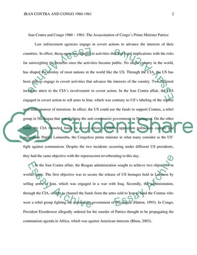 Iran Contra and Congo 1960 1961: The Assassination of Congos President Patrice