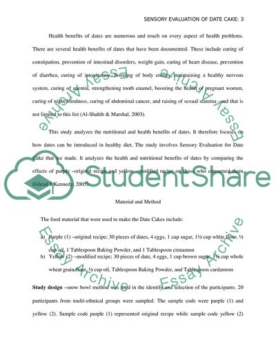 Sensory Evaluation for Date Cake