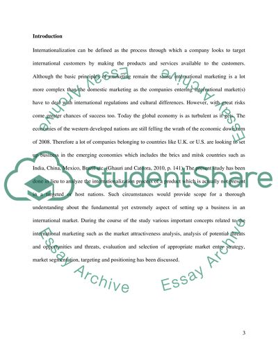 Global Marketing - Product Choiceand Market Entry Strategies