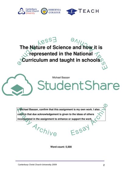 The Nature of Science and How Science Is Represented in the National Curriculum