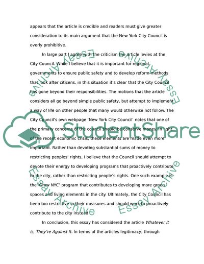 New York Post - Whatever It is, Theyre Against It by the City Council