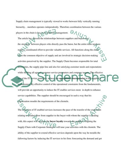 Impact of IT alignment, a suppliers perspective