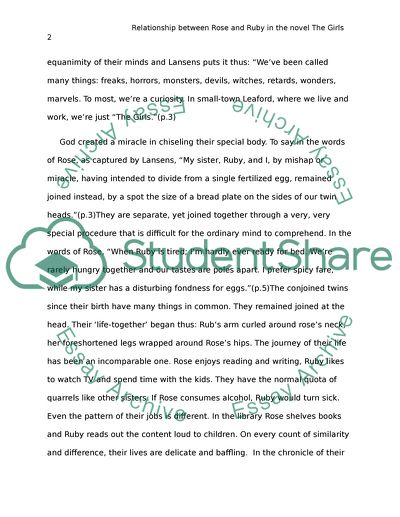 Relationship between Rose and Ruby in the novel The Girls