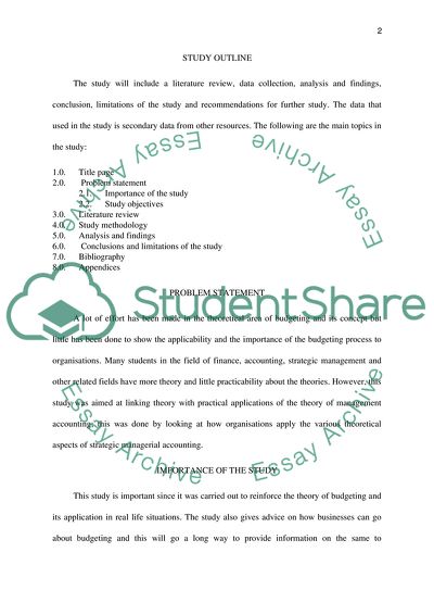 Purpose and Importance of Budgeting to an Organisation