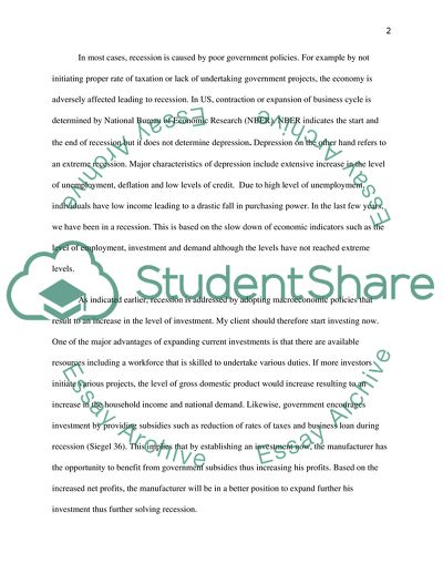Recession Refers to a Contraction of a Business Cycle