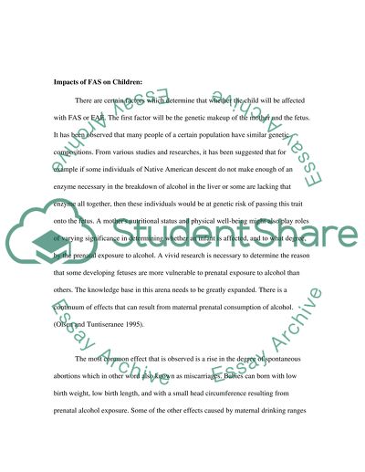 Impacts of Fetal Alcohol Syndrome