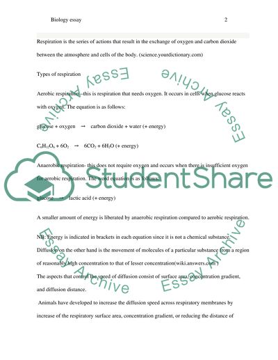 Respiration and Diffusion