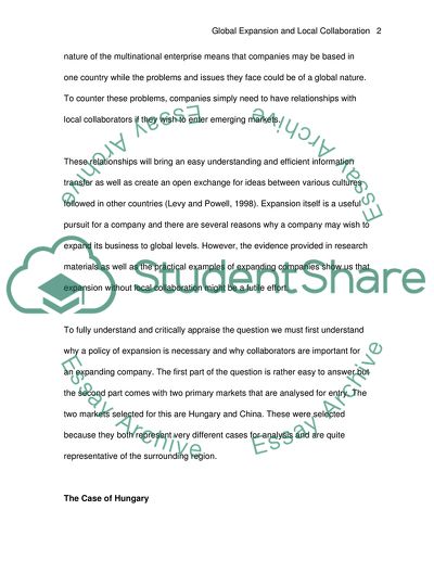 Global Expansion and Local Collaboration