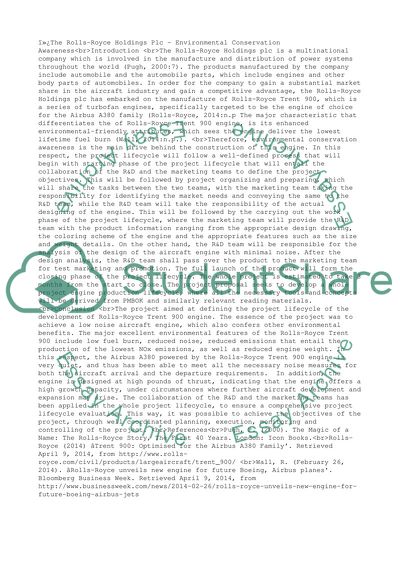 The Rolls-Royce Holdings Plc - Environmental Conservation Awareness