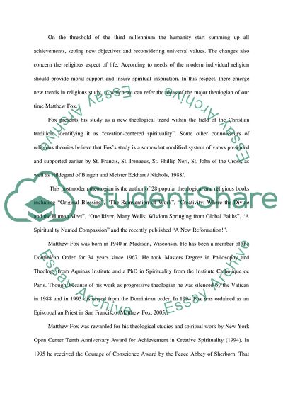 Major Theologian Matthew Fox