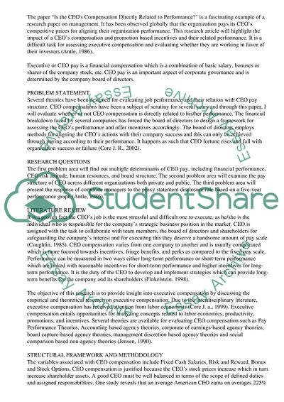 Is CEO Compensation Directly Related to Performance