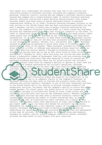 Low cost Airlines (Southwest Airlines)