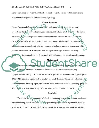 Information Systems and Software Applications