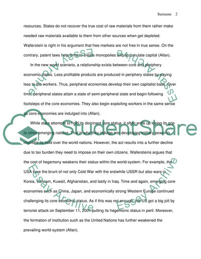 Immanuel Wallersteins World System Theory and His Argument on End of Capitalism