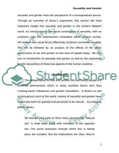 The Social Construction of Sexuality and Gender