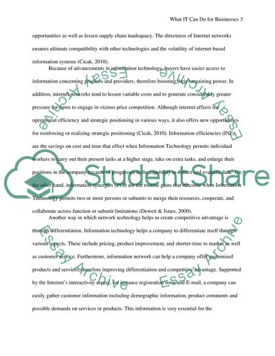 Using Information Technology to Increase Competitive Advantage