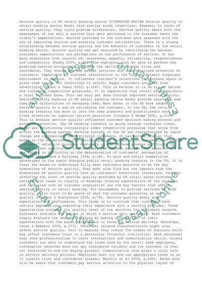 Service Quality in the UK Retail Banking Sector