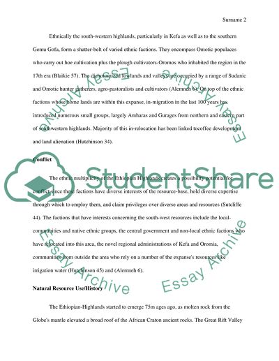 Cultural and Historical Geography, Anthropogenic Change in the Ethiopian Highlands