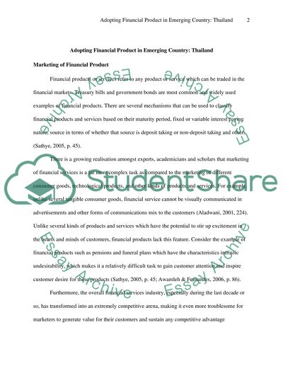 Adopting Financial Product in Emerging Country: Thailand