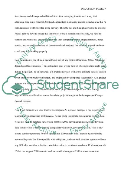 Phase 1 Discussion Board Schedule and Cost Control Techniques