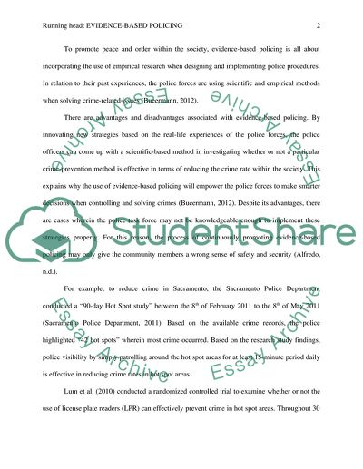 Advantage and Disadvantages of Evidence Based Policing