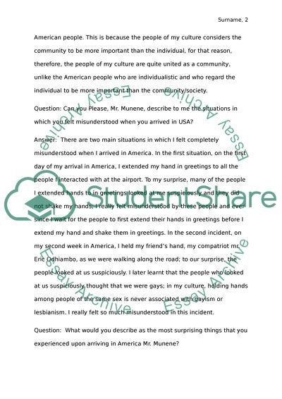 Informal interview with immigrant