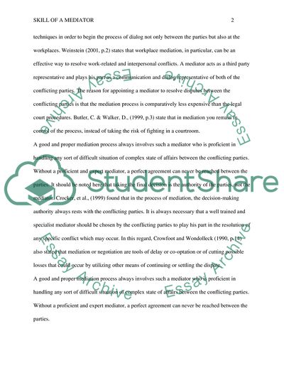 The Skill of the Mediator in Managing the Mediation Process