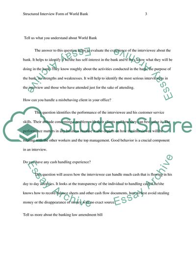 Interviews in Recruiting of Employees for World Bank