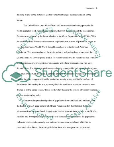 The US History in the Post World War Era