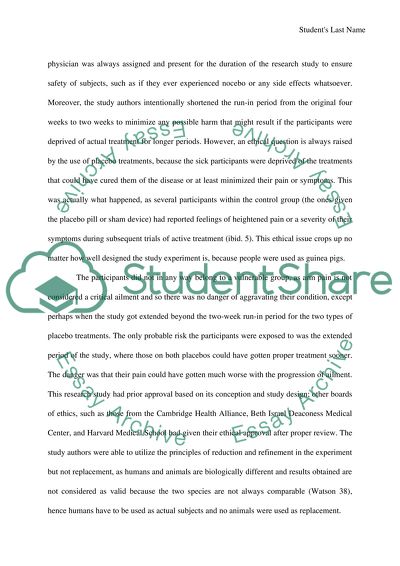 The ethical appraisal of the scientific paper which is about placeobo uploaded