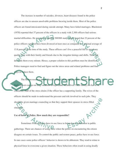 Stress as Faced by the Police