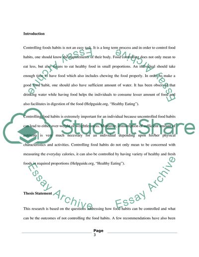 Controlling Our Food Habits
