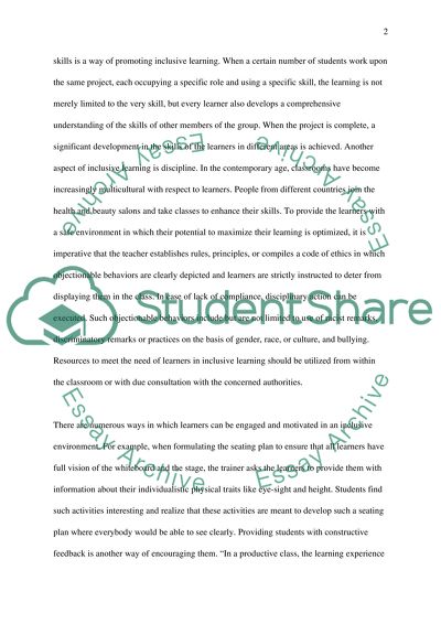 Inclusion and the Inclusive Learning Environment