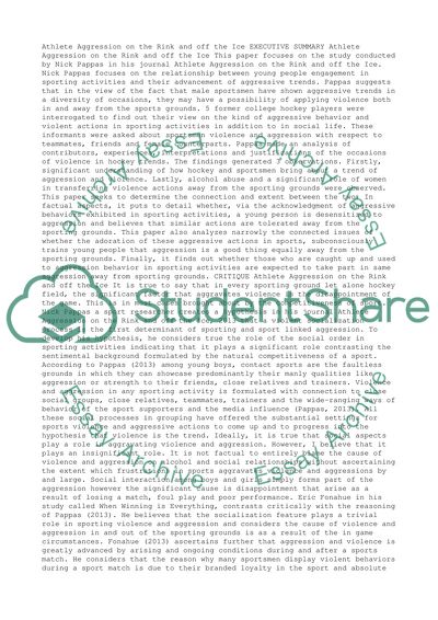 Athlete aggression on the rink and off the ice